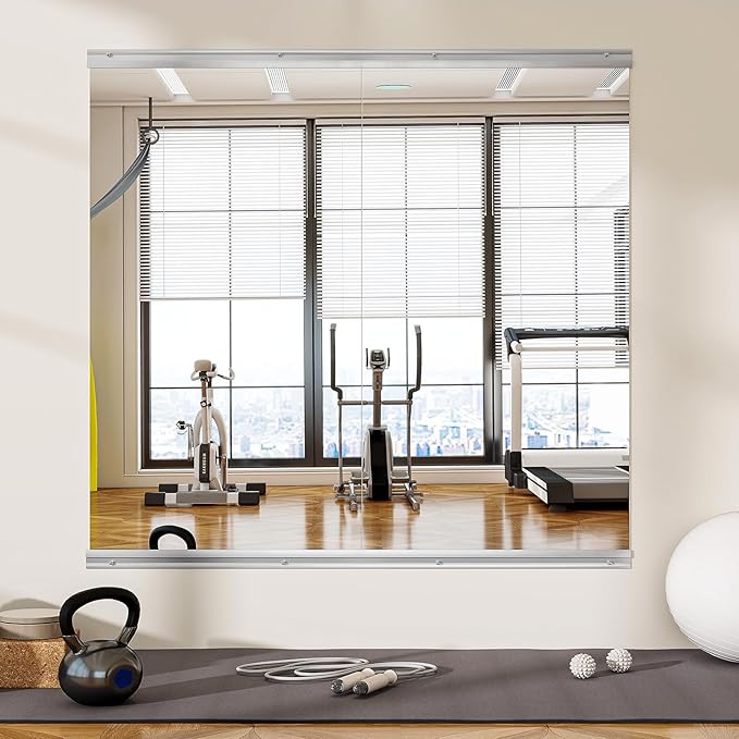 VooBang Home Gym Mirror - 2 PCS 33×60 inches, Large Frameless Wall Mounted Full Length Body Mirror for Dancing Studio, Exercise, Fineness, Yoga, Tempered Glass