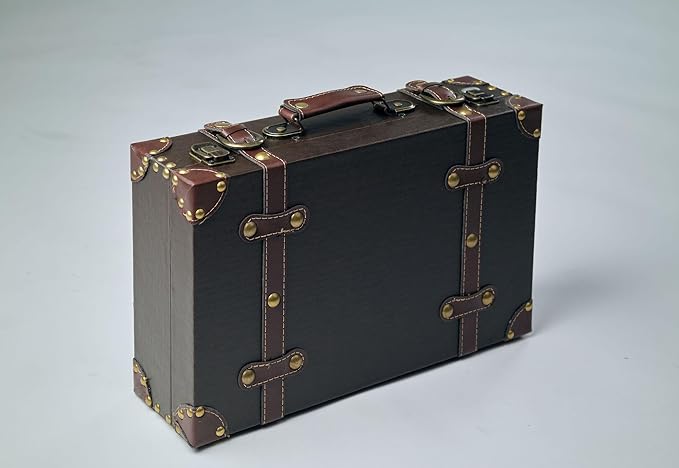 wald imports - Paperboard Suitcase -Decorative Storage Boxes - Suitcase for Decoration, Storage, and More (Brown)