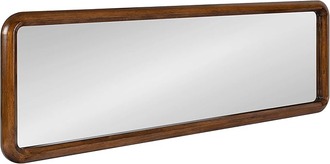 Kate and Laurel Pao Mid-Century Panel Wood Framed Wall Mirror, 16 x 48, Walnut Brown, Modern Full Length Mirror for Wall