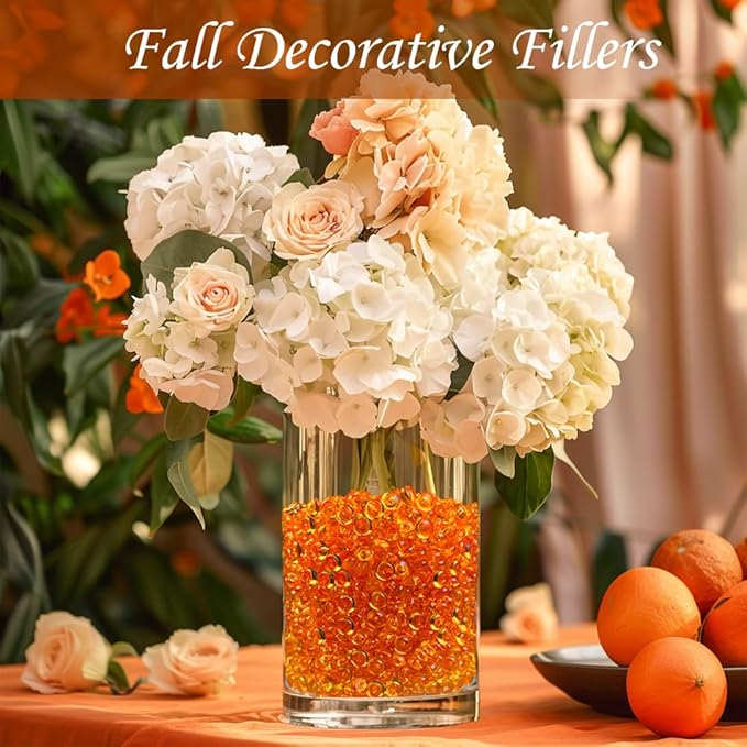HappyFiller 4400 Pcs Orange Acrylic Mini Discs 0.28 Inch,Home Kitchen Room Decorative Vase Fillers,Fishbowl,Flat Slime Beads,Sensory Bin Table,Centerpieces,Candle Holder,Party Confetti