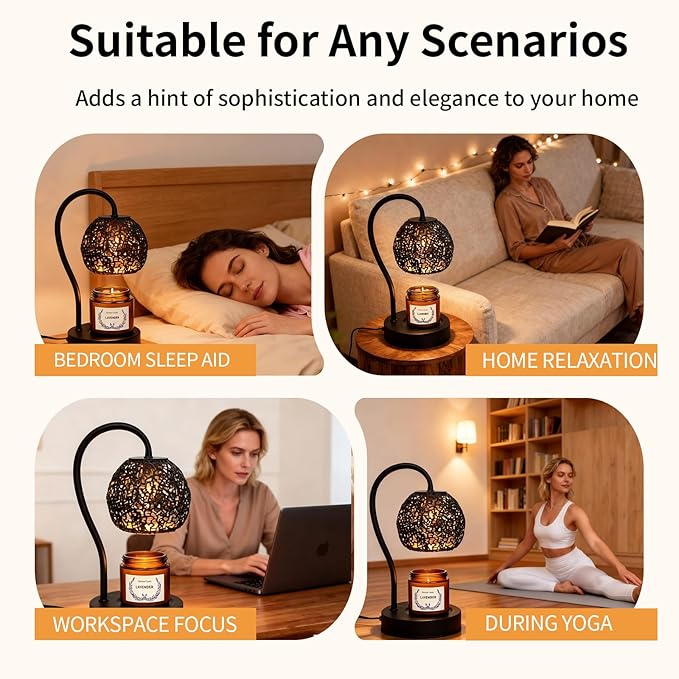 Earth Candle Warmer Lamp with Timer Dimmable, Home Decor & Gifts for Mom Women Wife, Safe Flameless Candle Warmer for Bedroom Home Decor, Wax Melt Lamp Fits All Jar Scented Candles 2 Bulbs