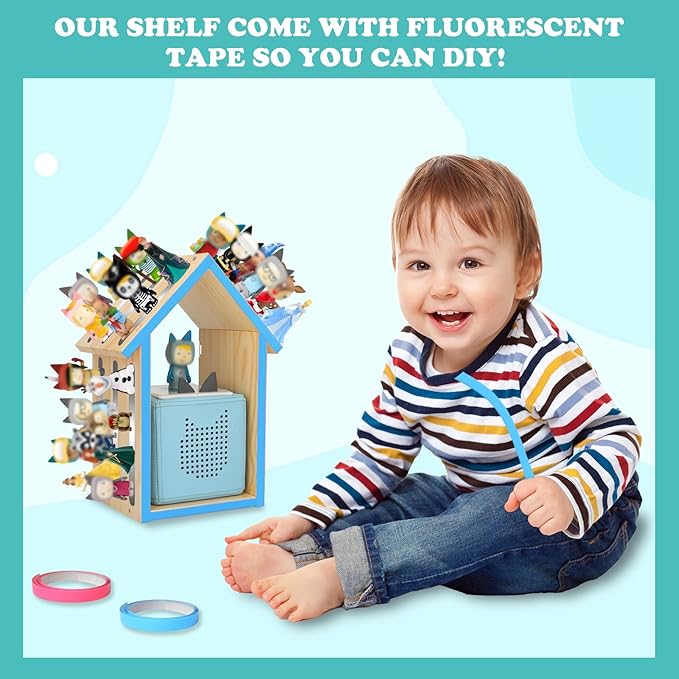 for Tonies Box Shelf Magnetic House Storage Shelf, Compatible with Tonie Box 1/2 Player Character Tonies Figures Characters for Children Room, Wall-Mounted and Desktop Placement