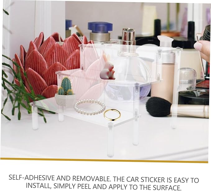 2pcs Acrylic Riser Shelf for Display Tiered Easel Stand Makeup Organizer Acrylic Jewelry Rack Display Stand for Shelves