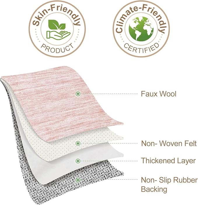 Nakagishi 6X9 Area Rugs Living Room: Washable Large Vintage Rug Neutral Non-Slip Soft Stain Resistant Indoor Carpet for Bedroom Nursery Dining Room Office Playroom - Pink-01