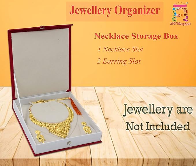 atorakushon Satin Maroon 1 Piece Jewellery Box Make Up Box Necklace Pouches Earrings Studs Organizer Box for Travelling Organizer For Women And Girls