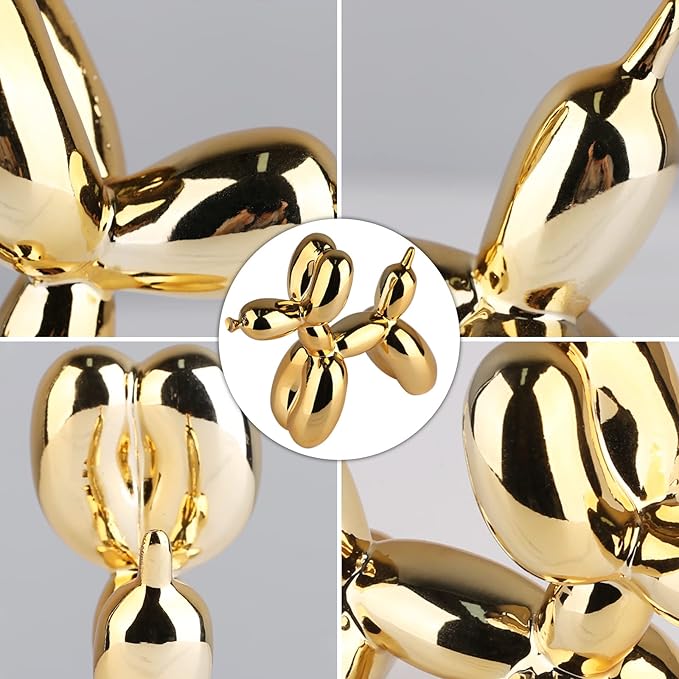 Gold Balloon Dog Decor,Gold Room Decors,Balloon Animal Preppy Room Shelf Decor,Cute Statue Home Decors,Bedroom Modern Sculpture Desk Decoration,Golden Decorations Gifts