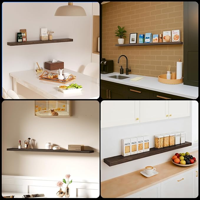 Floating Shelves for Wall, Bathroom Shelves Over Toilet, Wall Shelves & Book Shelf for Room, Hanging Shelf, Modern Wooden Mounted Floating Shelves, 48x7x1.5 in (Smoke Gray, Set of 1)