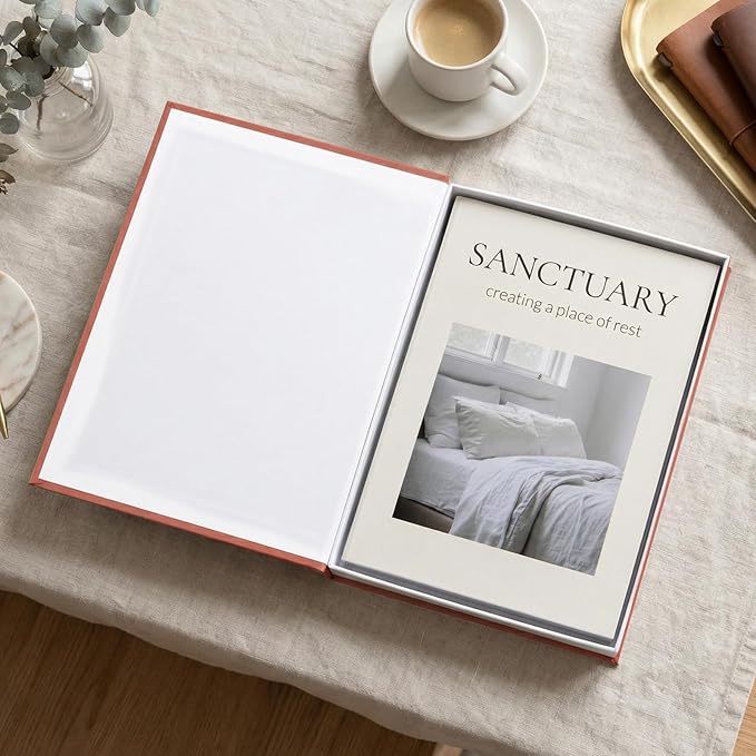 Decorative Book Boxes for Coffee Table Decor (Set of 2) - Faux Books with Hidden Storage - Modern Farmhouse Entryway & Shelf Styling Accents - Sanctuary & Kinship (Terracotta Rust & Beige)