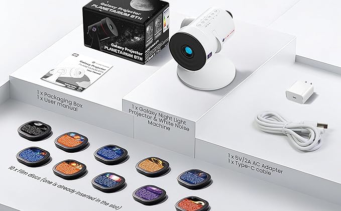 Galaxy Projector & White Noise Machine with 28 Sounds, Sleep Timer, Memory Function. Starry Sky Night Light Planetarium Projector Perfect for Relaxation, Teaching, Meditation and Kids' Bedtime