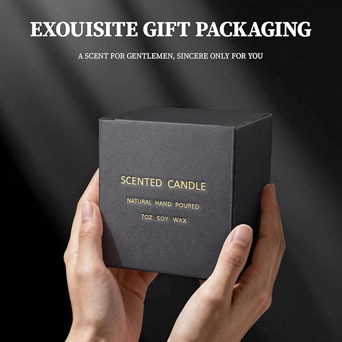 Smoke & Vanilla Candle, 7 oz Scented Candle for Men, Soy Candles for Home Scented, Masculine Jar Candle for Him, 50 Hours Burning Time Mens Candle Gift for Boyfriend, Father, Birthday Present Giving