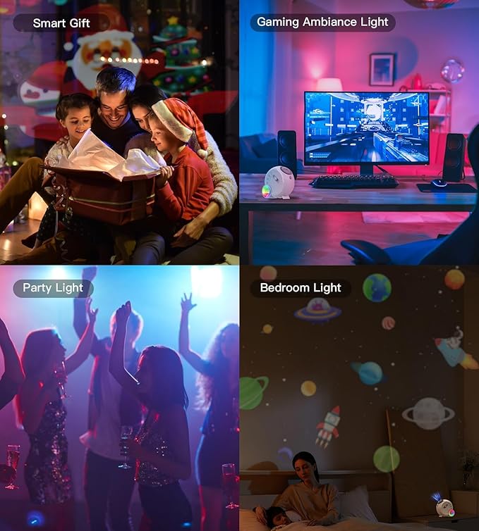 Galaxy Projector for Bedroom,4K Image Planetarium Projector Adjustable Knob,13 in 1 Kids Night Light Projector with Built-in Speaker & White Noise,360° Rotating with Remote Timer (White)