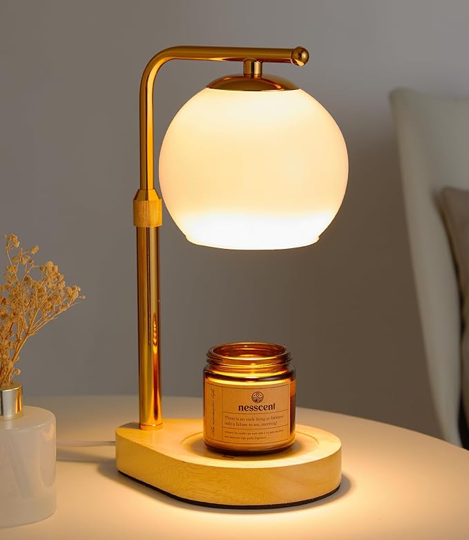 Modern Candle Warmer Lamp White Glass Minimalist Candle Warmer Lamp with Timer Adjustable Height Budget Friendly Wax Melter for Bedroom Living Room