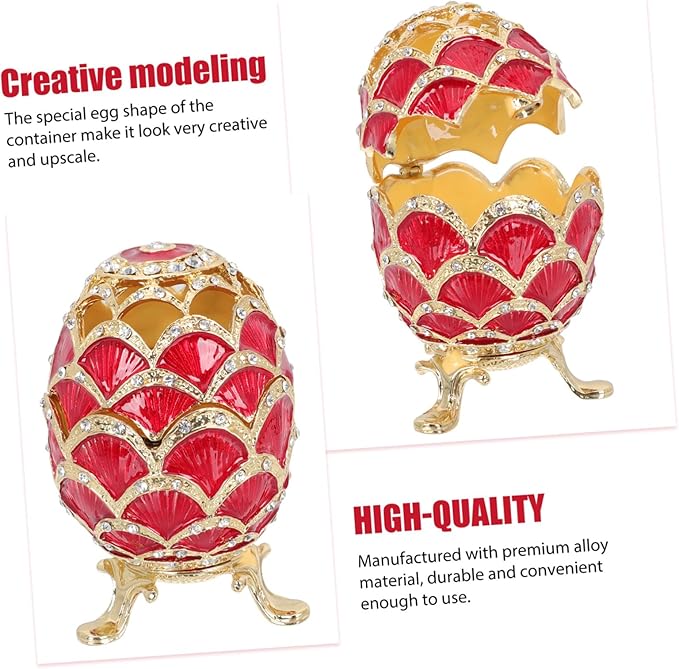 European Style Red Metal Jewelry Box Alloy Ear Display Case Cosmetic Organizer for Women Festival Storage