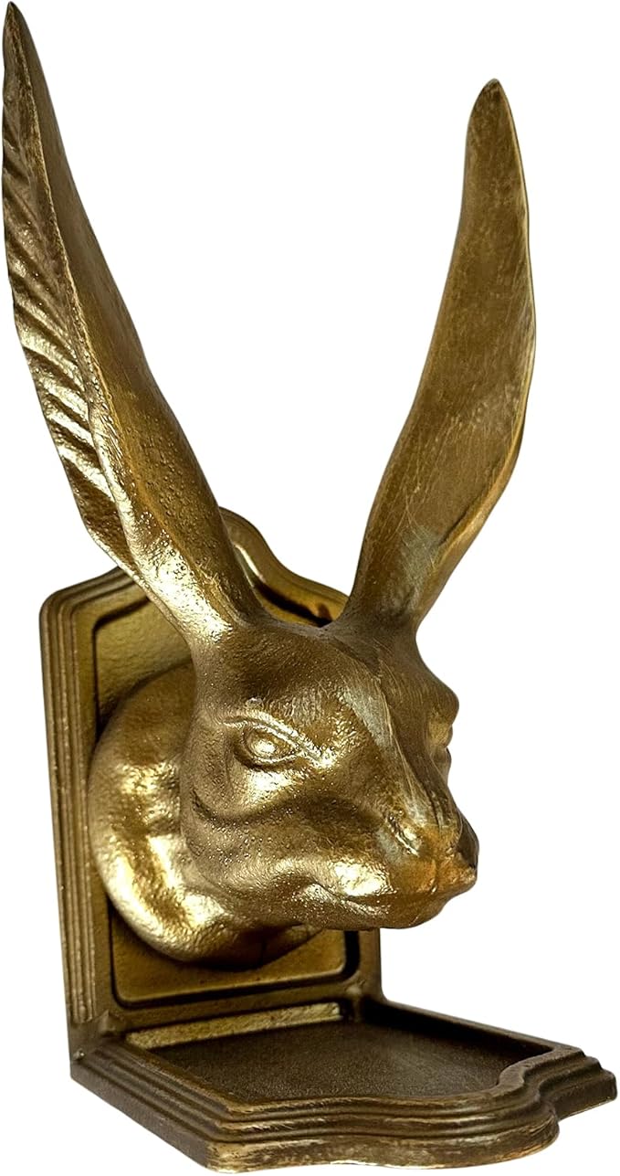 Fox Run Rabbit Decorative Bookend Set, 100% Iron, 4.7" x 4" x 8.6" Heavy Bookends