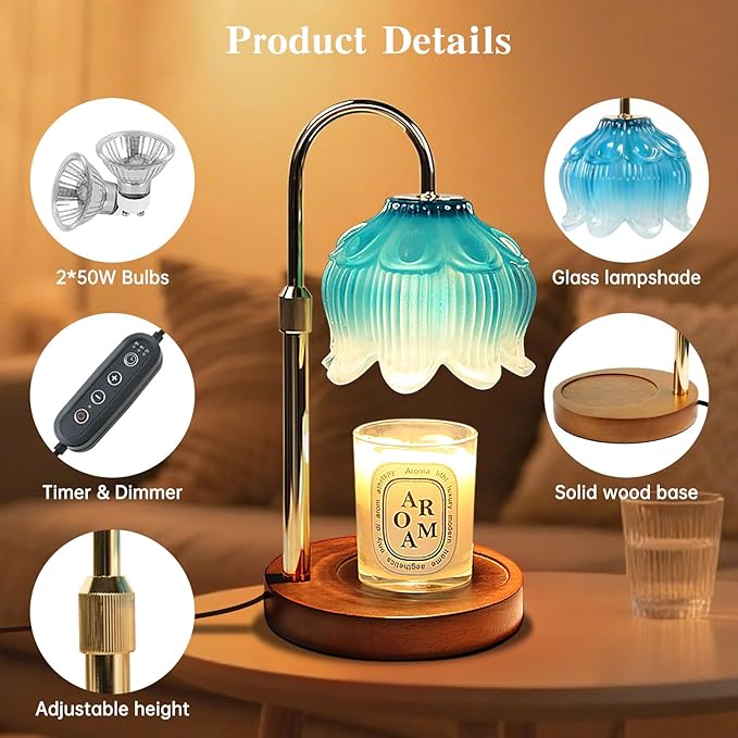 GEEZO Fragrance Candle Warmer Lamp,Electric Candle Warmer with Timer & Dimmer,Mom Christmas Birthday Gifts for Women, House Warming Gifts New Home Bedroom Decor