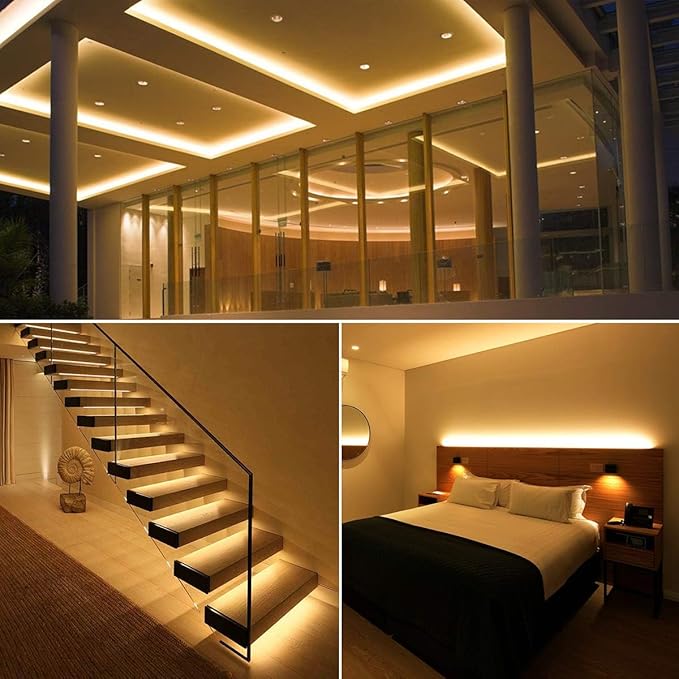 Lepro 12V LED Strip Light, Flexible, SMD 2835, 300 LEDs, 32.8ft Tape Light for Home, Kitchen, Party, Christmas and More, Non-Waterproof, Warm White, Pack of 2(Not Include Power Adapter)