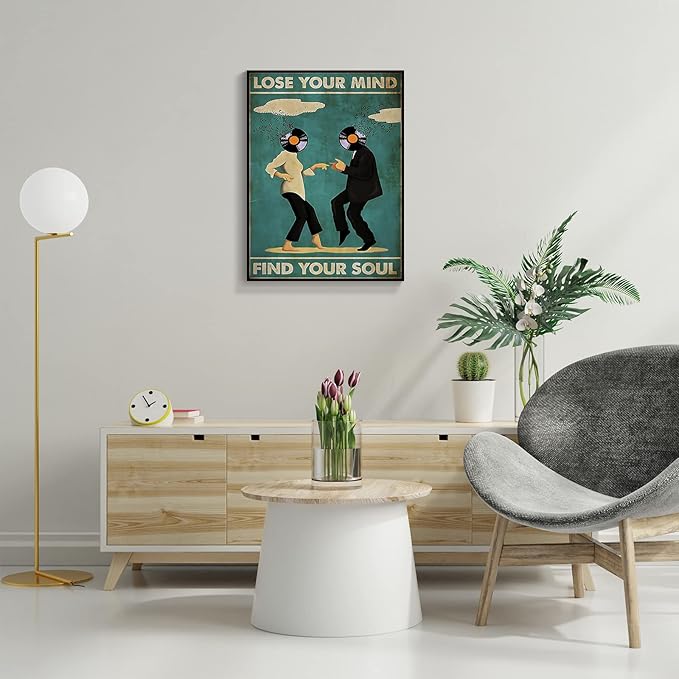 Framed Art Vintage Classic Movie Fiction posters for room aesthetic Spiritual Quotes Lose Your Mind Find Your Soul Canvas Wall Art Cool Music Dance Wall Decor Painting for Bedroom 24x36in