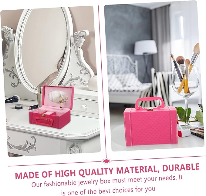 PartyKindom Jewelry Box Standing Organizer Makeup Jewelry Storage Buckle Lock Case Elegant for Friends