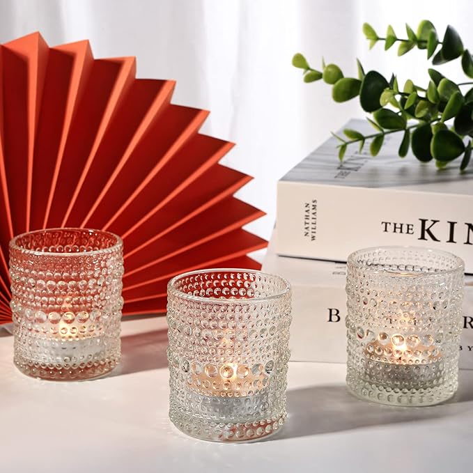 TRIRITE 36 Pcs Clear Votive Candle Holders for Wedding, 2x2.5 Elegant Tealight Candle Holder, Vintage Tea Light Holders for Bridal Shower & Table Centerpieces