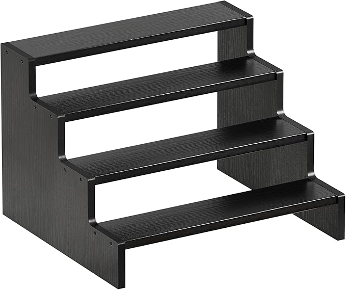 ProCase Wooden Cologne Organizer for Men, 4 Tier Perfume Organizer, Mens Cologne Stand Holder Storage, Display Riser Shelf Rack for Fragrances Candles Cosmetics Cupcake Figure Spice -Black