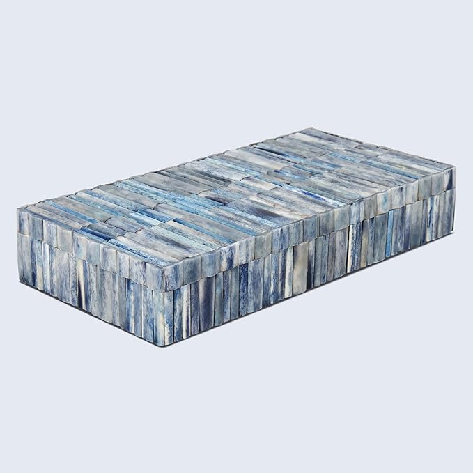 Handicrafts Home Large Decorative Storage Box 12x6– Coffee Table Organizer Box, Modern Home Décor Accent, Keepsake Memory Box, Jewelry Storage Box, Boho Decorative Box with Lid for Shelf, Mantle Decor