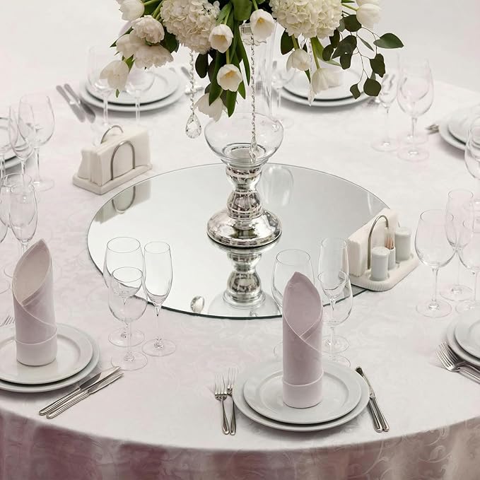 Amyhill 8 Pcs Round Mirrors for Centerpieces Table Decorations Acrylic Circle Mirrors Tray Candle Plates for Wedding Baby Shower Birthday Party Bulk Supplies(18 Inch)