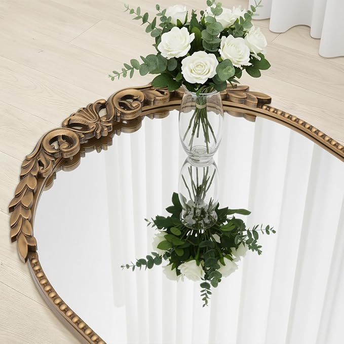Besdomus Vintage Full Length Mirror: 56"x 21" Large Gold Floor Mirror - Traditional Ornate Baroque Antique Body Mirrors for Bedroom/Cloakroom/Entryway/Hallway/Wall - Home Decor for Living Room