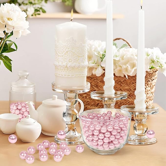 2800Pcs Pink Vase Filler Pearl Beads for Crafting 6mm Beads No Holes Decor Suitable for Wedding Decor, Party Decorations, Centerpiece Table Decorations