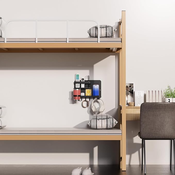Versatile Bedside Wall Organizer, Floating Bedside Shelves, Wall Mount Essential Accessories for Room Decor, Dorm, Makeup Organizer, Remote Control Holder,Night Stand