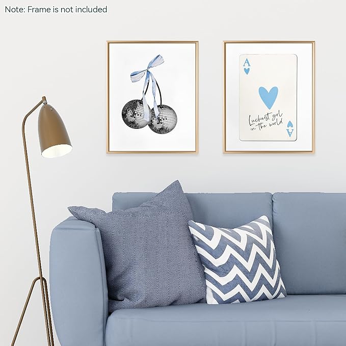 BAKBRAND Wall Art Minimalist Aesthetic Wall Decor Coquette Modern Canvas Decor Posters Trendy Preppy Bow Picture Print Painting for Bedroom/Living Room, Set of 4 Pcs Unframed (AC1, Sky Blue, 8W" x 10L")