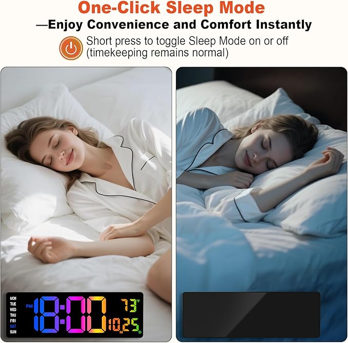 Pytha Sight 16 Inch Large Digital Wall Clock, Large LED Display Digital Wall Clock with Temperature (°C/°F), Remote Control, Auto-Dimming, Night Light for Classroom,Bedroom, Garage,Gym,Seniors Gift