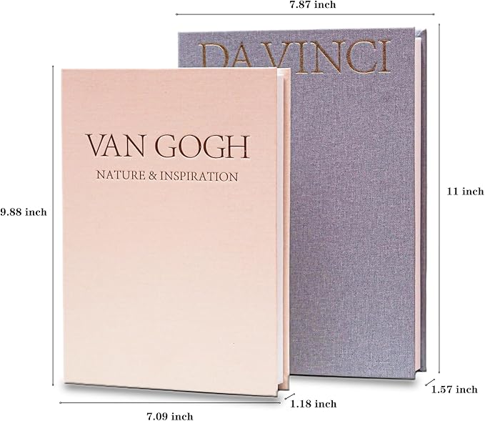 Aesthetic Decorative Books - Set of 2 Linen Boxes with Gold Lettering, Enhance Your Coffee Table, Bookshelf or Mantle Decor - Fake/Faux Books for Home Decoration, Photo & Keepsake Storage