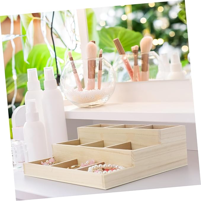KESYOO Wooden Multi-layer Jewelry Box Earring Necklace Organizer Makeup Counter Storage