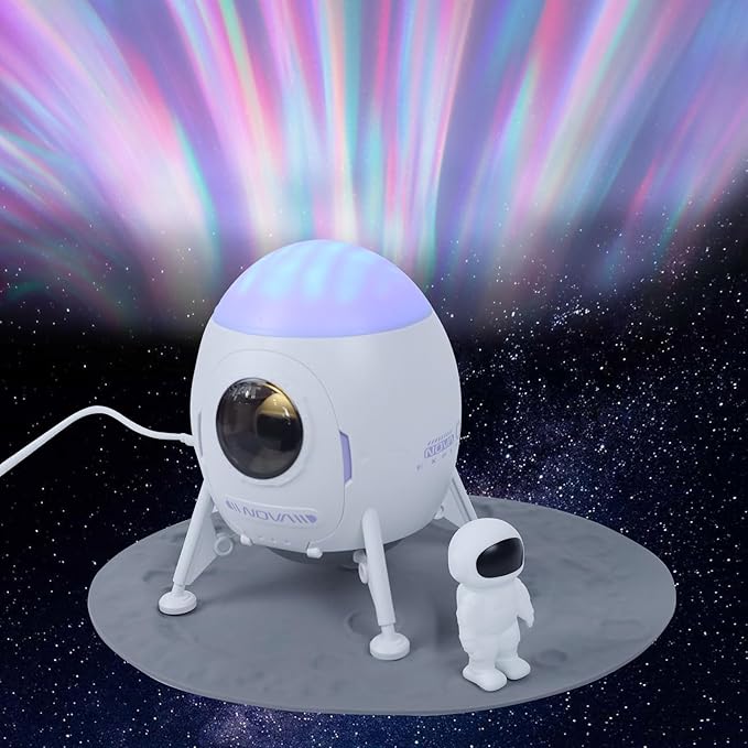 Lander Astronaut Projector Night Light, Built-in Speaker Space Man Buddy LED Planetarium Spaceman Lamp Gifts with White Noise Mode for Kids Adults Bedroom Ceiling Room Decor