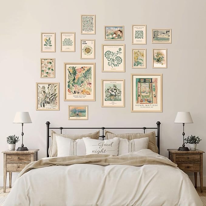 ANERZA 16 PCS Sage Green Wall Art Decor, Matisse Wall Prints for Bedroom, Abstract Posters for Room Aesthetic, Wall Collage Kit Pictures for Living Room, Eclectic Boho Vintage Dorm Gallery Home Decor