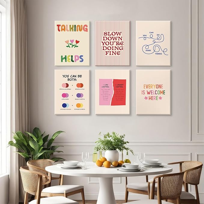 Mental Health Office Wall Decor Therapy Wall Art Mental Health Canvas Posters Motivational Inspirational Quotes Pictures Boho Positive Artwork for Counseling Office Classroom 8x10x6 Inch Ready to Hang