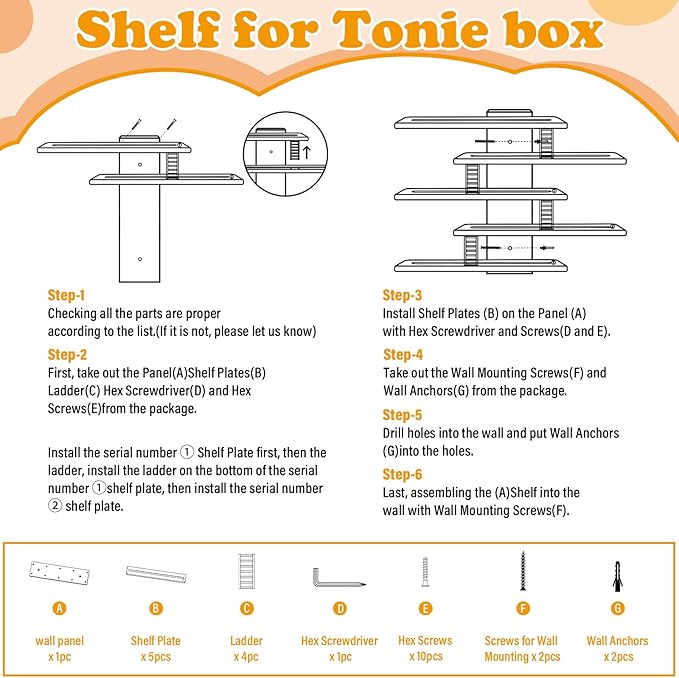 Taladad for Tonie Shelf,Tonies Storage for Creative Tonies Magnetic Wall Shelf for Tonie Figures,12-35 Characters,Wooden Hanging Shelf for Kids (Natural)