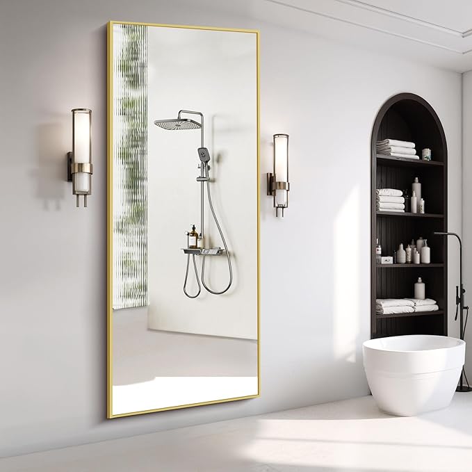 78"x35" Floor Mirror Full Length - Standing Mirror with Aluminum Alloy Frame, Large Body Mirror for Bedroom, Living Room, Wall Mounted or Leaning