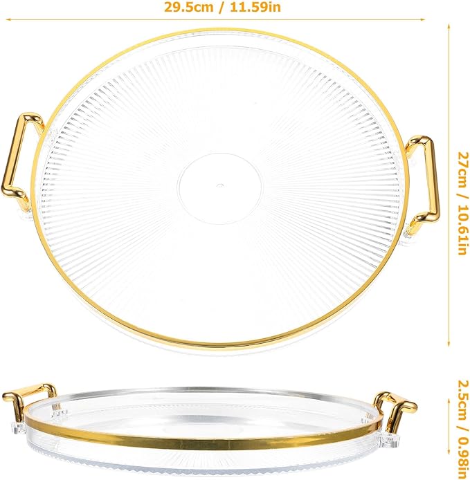 Lurrose Teacup Tray with Gold Rim, Striped Decorative Centerpiece Tray for Home, Multipurpose Fruit and Candy Platter, Makeup Organizer for Bathroom and Kitchen Use