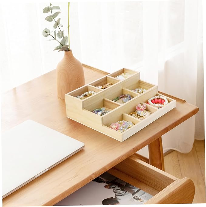 PartyKindom Retro Style Wooden Jewelry Organizer Cosmetics Vanity Organizer for Husband Birthday Treasure Box Jewelry Boxes for Women