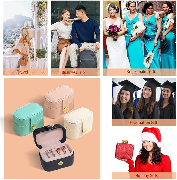 Travel Jewelry Ring Case,Small Jewelry Ring Box,Ring Holder,Mini Jewelry Case Portable Storage Case, for Women Girls, for Travel,Business,Wedding,Bridesmaid Gift (Black)