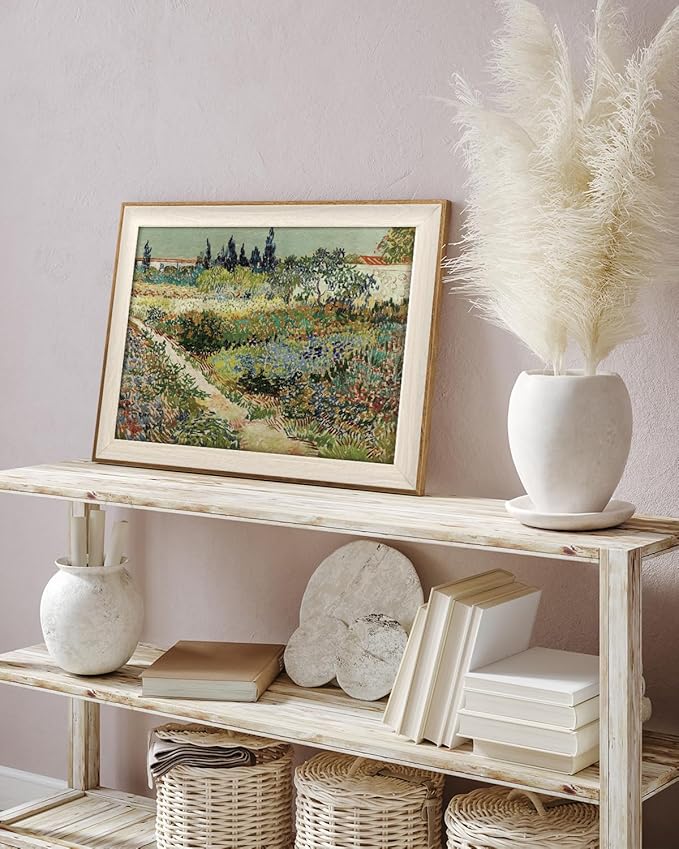 VIYYIEA Framed Canvas Wall Art for Living Room, Vintage Home Decor Landscape Oil Painting Summer Room Decor Bathroom Wall Decor, Gifts for Friends or Family -【Garden of Arles】-(16"x20")