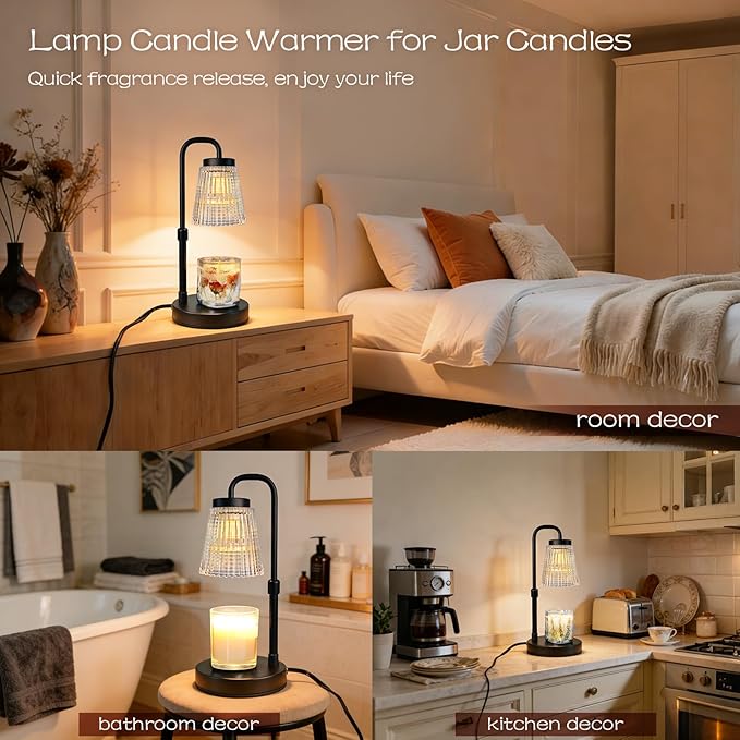 Banbanda Candle Warmer Lamp with Timer: Mothers Day Gifts, Birthday Gifts for Women, House Warming Gifts New Home Decor – Height Adjustable Candle Lamp - with 2 Bulbs