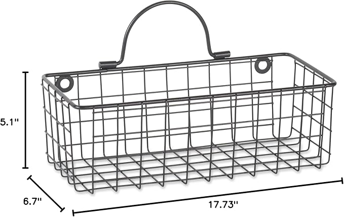 DII Farmhouse Vintage Décor, Wire Wall Basket, Assorted, Black, 2 Piece
