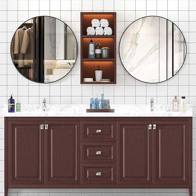 USHOWER 2- Pack Bathroom Mirrors for Over Sink, 30 Inch Circle Mirror with Metal Frame, Black Wall Mirror Modern Decoration for Vanity, Entryway, Living Room, Hallway and Bedroom