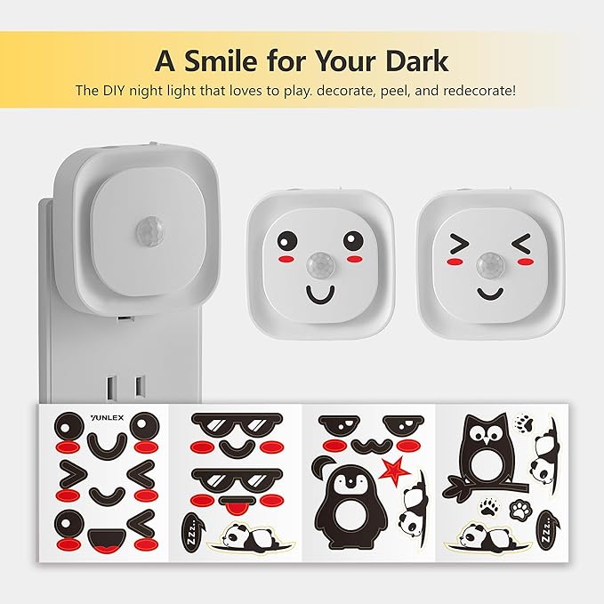 YUNLEX 2 Pack Plug in Night Light with Motion Sensor & Dusk to Dawn Sensor, 3 Sensor Modes, Purple Night Lights Plug into Wall, Dimmable Calming Glow for Meditation, Relaxation, Bathroom, Bedroom
