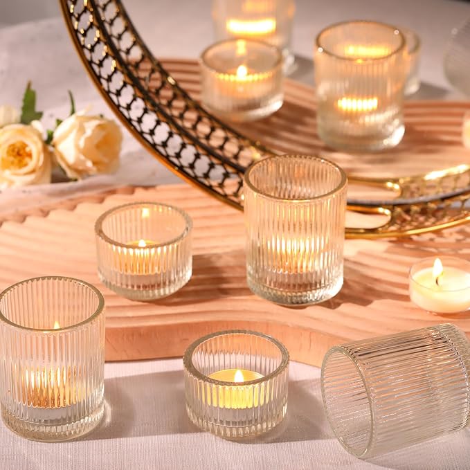 NITIME 10pcs Assorted Clear Votive Candle Holders for Wedding Centerpiece, Clear Tea Light Candle Holders, Glass Candle Holder for Table Centerpiece, Wedding, Home and Party Decorations