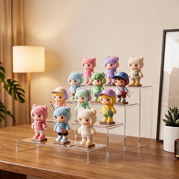 Acrylic Display Risers 8 Pcs - Clear Acrylic Shelves & Display Stand, Rectangular Risers for Cupcake, Retail & Desktop, 4 Sizes (7", 8", 9")