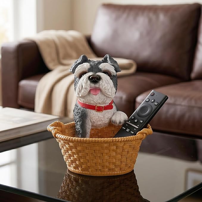 Dog Resin Storage Basket, Desktop Organizer for Remote & Keys, Cute Home Decor Tray, Ideal present for Pet Lovers.(Miniature Schnauzer)