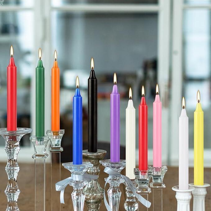 Howemon 40 Pack Assorted Color Spell Chime Candles, 4 Inch Mini Taper Candles for for Home Decor Kitchen Decor Wedding Decoration-10 Colours
